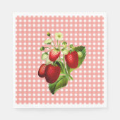 Salmon Gingham & Strawberries Lunch Paper Napkin Servet (Voorkant)