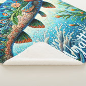 Salmon Jumping Mosaic Floral Blue Personalized Sherpa Deken (3/4)