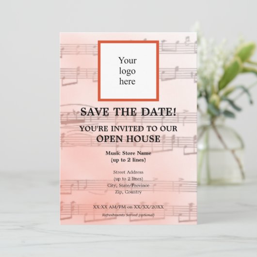Salmon Local Music Store I Logo Open House Save The Date (Staand voorkant)