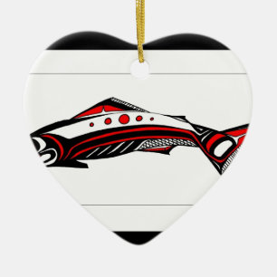 Salmon Native art Keramisch Ornament