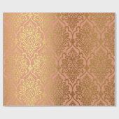 Salmon Pastel Damask Royal Golden Folie Cadeaupapier (Vlak)