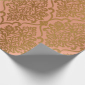 Salmon Pastel Damask Royal Golden Folie Cadeaupapier (Hoek)