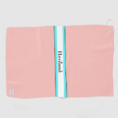 Salmon peach Aqua Personalized Golf Towel HAMbWG Golfhanddoek (Horizontaal)