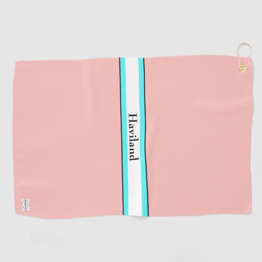 Salmon peach Aqua Personalized Golf Towel HAMbWG Golfhanddoek (Horizontaal)
