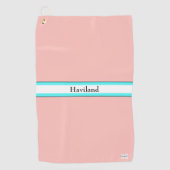 Salmon peach Aqua Personalized Golf Towel HAMbWG Golfhanddoek (Voorkant)