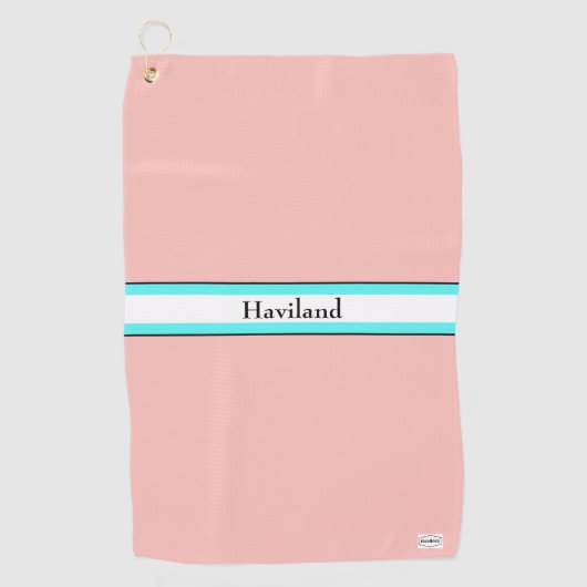 Salmon peach Aqua Personalized Golf Towel HAMbWG Golfhanddoek (Voorkant)