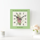 Salmon Peach Gladioli Waterverf Illustratie Vierkante Klok (Huis)