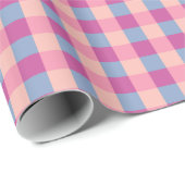 Salmon Periwinkle And Magenta Gingham Cadeaupapier (Rol Hoek)