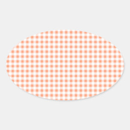 Salmon Pink Gingham Ovale Sticker