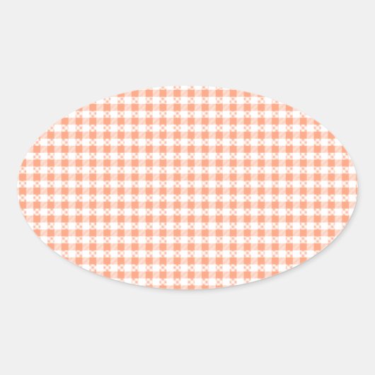 Salmon Pink Gingham Ovale Sticker (Voorkant)
