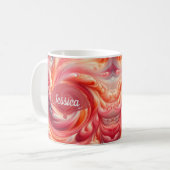 Salmon Pink Modern Abstract Swirling Koffiemok (Voorkant links)