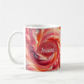 Salmon Pink Modern Abstract Swirling Koffiemok (Links)