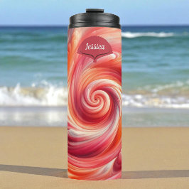 Salmon Pink Modern Abstract Swirling Thermosbeker