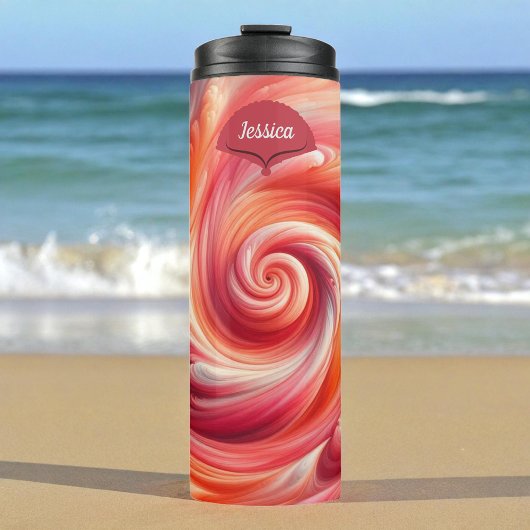 Salmon Pink Modern Abstract Swirling Thermosbeker