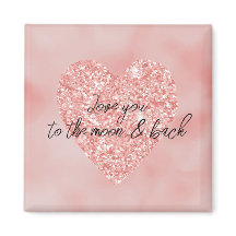 Salmon Pink Ombre Glitter Heart Love Quote