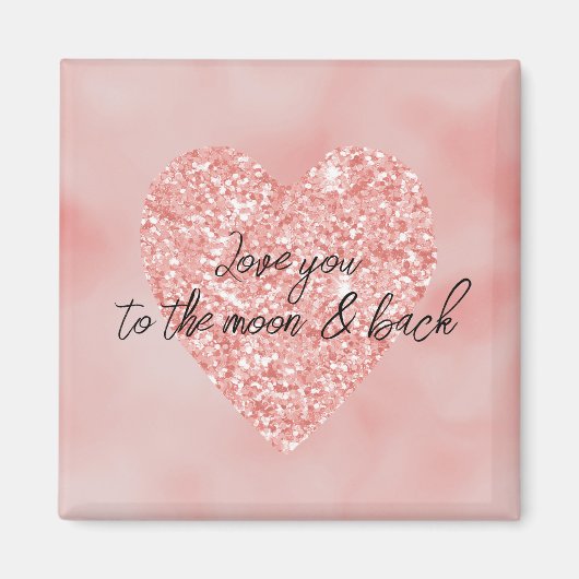 Salmon Pink Ombre Glitter Heart Love Quote Magneet (Voorkant)
