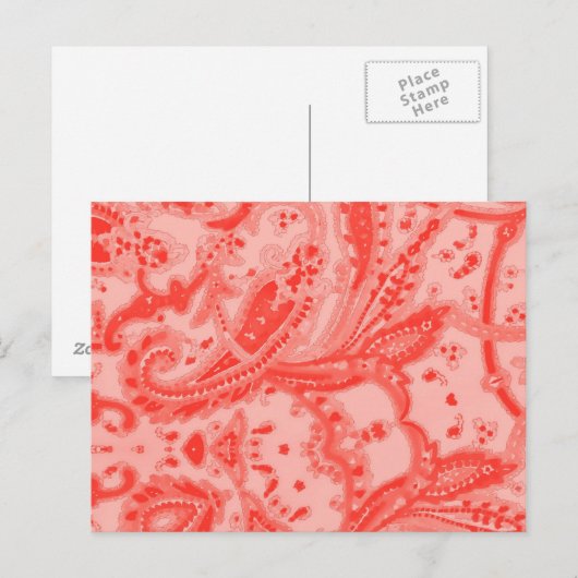 Salmon Pink Paisley Briefkaart (Voorkant / Achterkant)