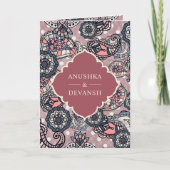 Salmon Pink Paisley Pattern QR Code Indian Wedding (Voorkant)