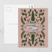 Salmon PNW Natuur Fir Ferns Berries Foraging Feest Briefkaart (Voorkant / Achterkant)