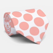 Salmon Polka Dots on White Custom Necktie Stropdas (Opgerold)