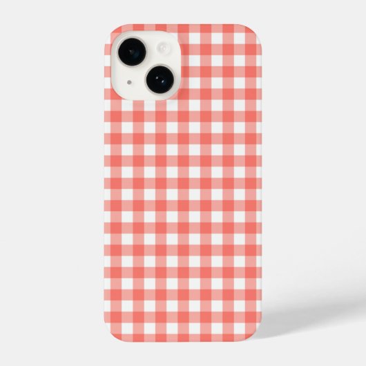 Salmon Red Gingham iPhone Hoesje (Achterkant)