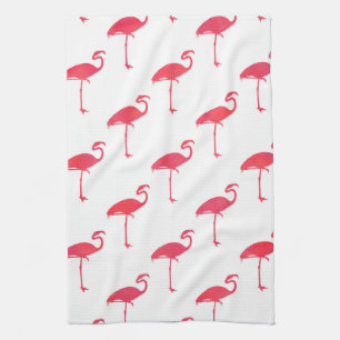 Salmon roze Flamingo Waterverf Tropische Flamingos Theedoek