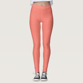 Salmon Solid Plain Color Leggings