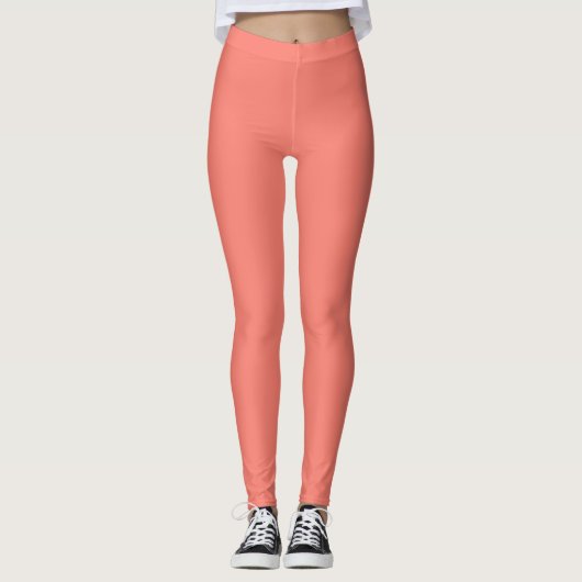 Salmon Solid Plain Color Leggings (Voorkant)