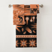 Salmon Southwestern Kokopelli Bath Towel Set Bad Handdoek (Insitu)