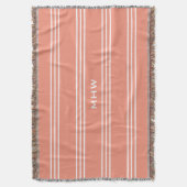 Salmon Stripes aangepaste monogram gootdeken Deken (Voorkant Verticaal)