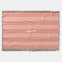 Salmon Stripes aangepaste monogram gootdeken Deken