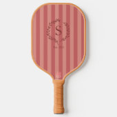Salmon Stripes Monogram Est Year Preppy Pickleball Paddle (Voorkant)