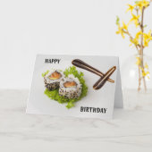 Salmon Sushi Rolls Birthday Card Kaart (Gele Bloem)