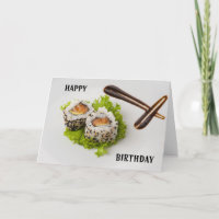 Salmon Sushi Rolls Birthday Card