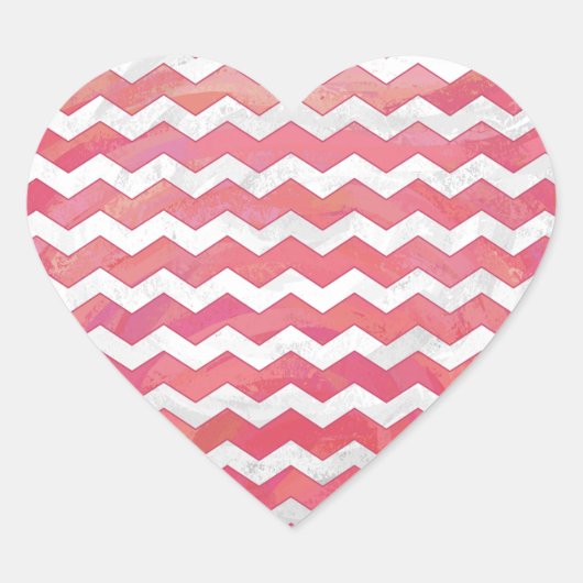 Salmon Swirl Chevron Pattern Hart Sticker (Voorkant)