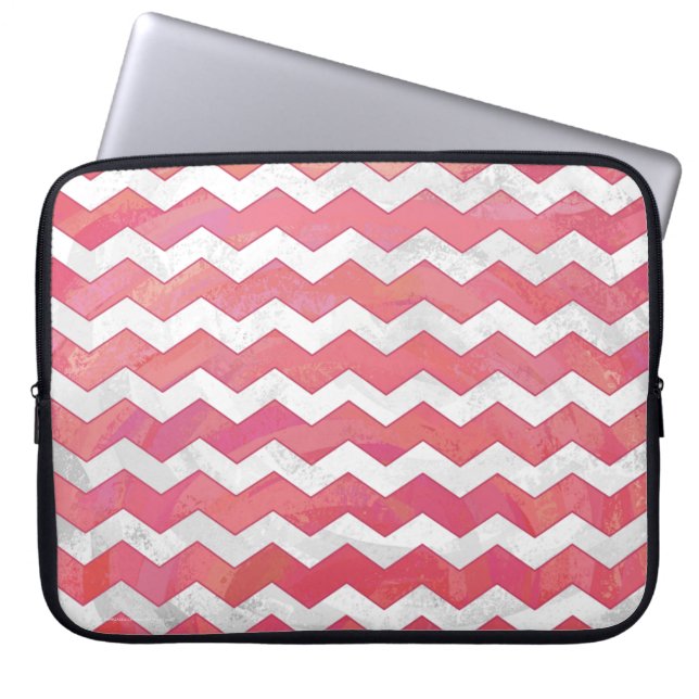 Salmon Swirl Chevron Pattern Laptop Sleeve (Voorkant)