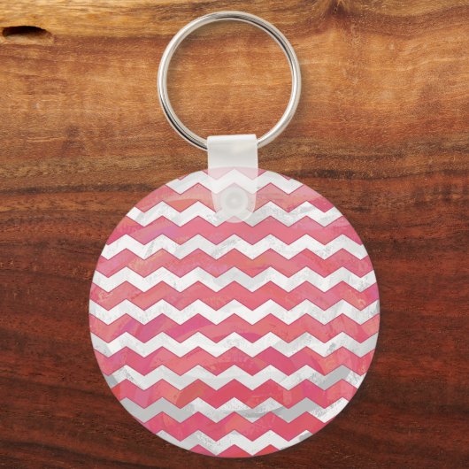 Salmon Swirl Chevron Pattern Sleutelhanger (Voorkant)