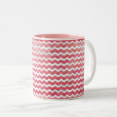 Salmon Swirl Chevron Pattern Tweekleurige Koffiemok (Voorkant rechts)