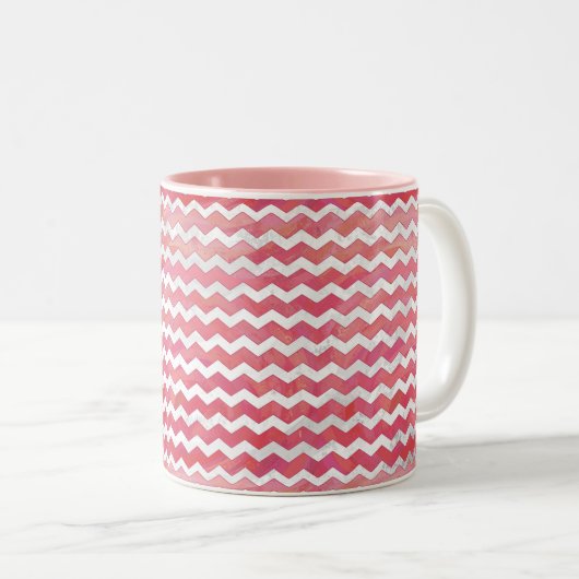 Salmon Swirl Chevron Pattern Tweekleurige Koffiemok (Voorkant rechts)