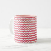 Salmon Swirl Chevron Pattern Tweekleurige Koffiemok (Voorkant links)