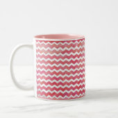 Salmon Swirl Chevron Pattern Tweekleurige Koffiemok (Links)