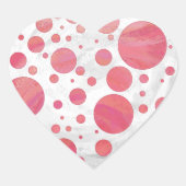 Salmon Swirl Dot Pattern Hart Sticker (Voorkant)