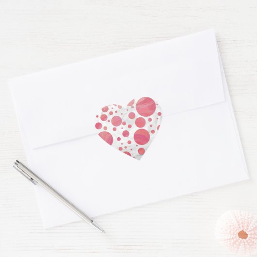 Salmon Swirl Dot Pattern Hart Sticker (Envelop)