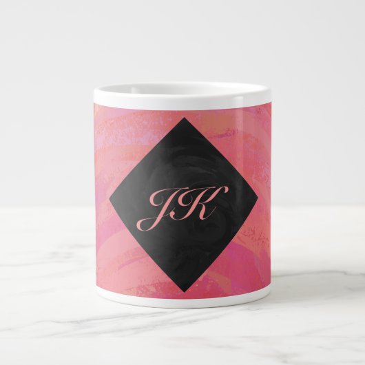 Salmon Swirl Monogram Grote Koffiekop (Voorkant)