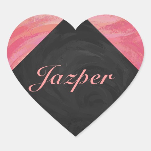 Salmon Swirl Monogram Hart Sticker (Voorkant)