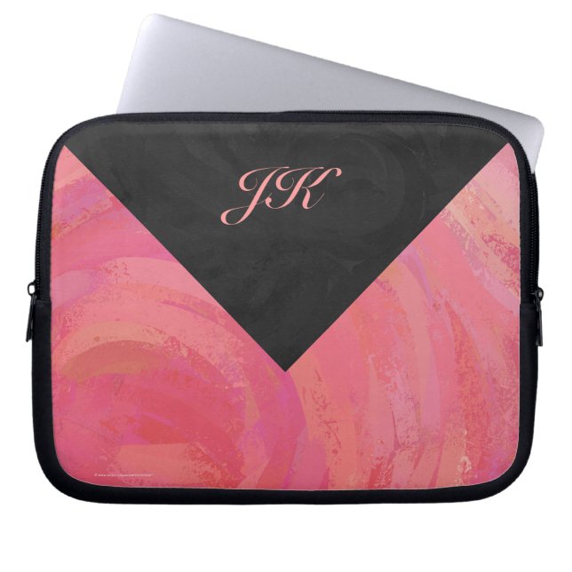 Salmon Swirl Monogram Laptop Sleeve (Voorkant)