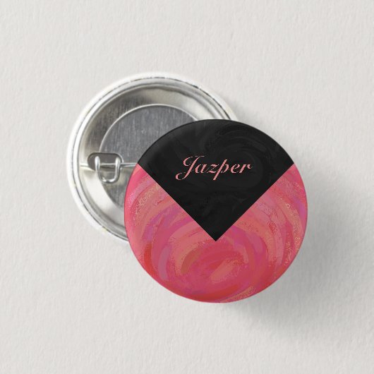 Salmon Swirl Monogram Ronde Button 3,2 Cm (Voorkant /achterkant)
