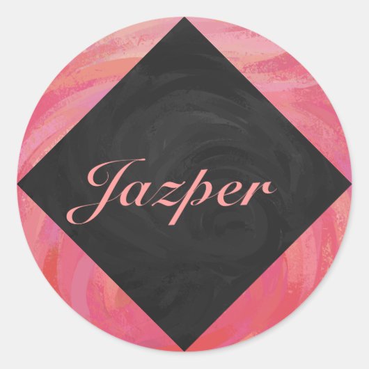 Salmon Swirl Monogram Ronde Sticker (Voorkant)