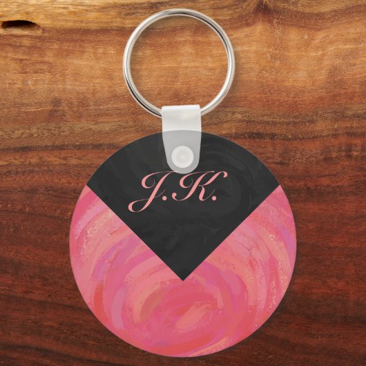 Salmon Swirl Monogram Sleutelhanger (Voorkant)