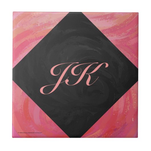 Salmon Swirl Monogram Tegeltje (Voorkant)